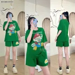 đồ bộ quần đùi áo tay ngắn in chú hề chữ