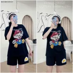 đồ bộ quần đùi áo tay ngắn in chú hề chữ