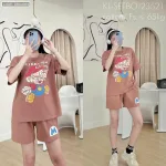 đồ bộ quần đùi áo tay ngắn in chú hề chữ