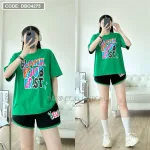 Đồ bộ quần đùi áo tay ngắn in chữ màu