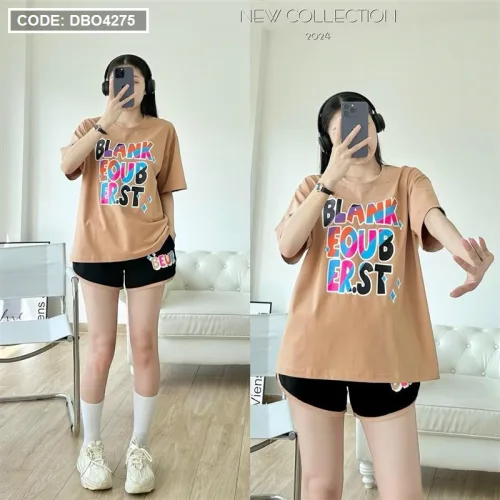 Đồ bộ quần đùi áo tay ngắn in chữ màu