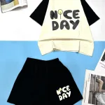 Đồ bộ quần đùi áo tay ngắn in chữ NICE DAY