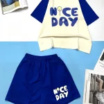 Đồ bộ quần đùi áo tay ngắn in chữ NICE DAY