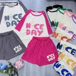 Đồ bộ quần đùi áo tay ngắn in chữ NICE DAY