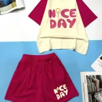 Đồ bộ quần đùi áo tay ngắn in chữ NICE DAY