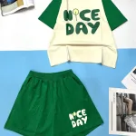 Đồ bộ quần đùi áo tay ngắn in chữ NICE DAY