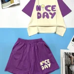 Đồ bộ quần đùi áo tay ngắn in chữ NICE DAY