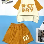 Đồ bộ quần đùi áo tay ngắn in chữ NICE DAY