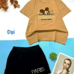 Đồ bộ quần đùi áo tay ngắn in chữ paris form rộng