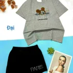 Đồ bộ quần đùi áo tay ngắn in chữ paris form rộng