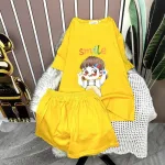 Đồ bộ quần đùi áo tay ngắn in chữ smile