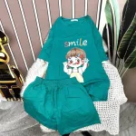 Đồ bộ quần đùi áo tay ngắn in chữ smile