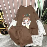 Đồ bộ quần đùi áo tay ngắn in chữ smile
