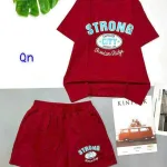 Đồ bộ quần đùi áo tay ngắn in chữ strong