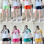 Đồ bộ quần đùi áo tay ngắn in chữ và in số 8
