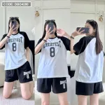 Đồ bộ quần đùi áo tay ngắn in chữ và in số 8