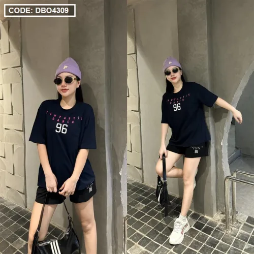Đồ bộ quần đùi áo tay ngắn in chữ và in số 96
