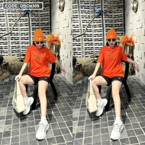 Đồ bộ quần đùi áo tay ngắn in chữ và in số 96