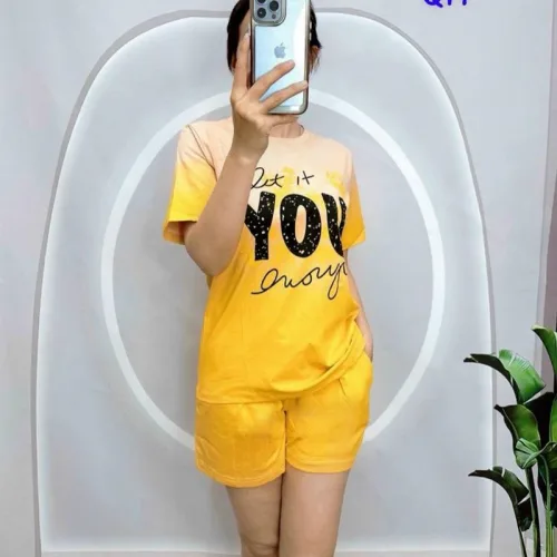Đồ bộ quần đùi áo tay ngắn in chữ you lớn