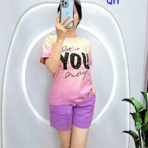Đồ bộ quần đùi áo tay ngắn in chữ you lớn