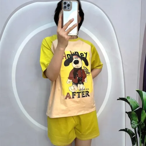 Đồ bộ quần đùi áo tay ngắn in hình