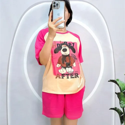 Đồ bộ quần đùi áo tay ngắn in hình