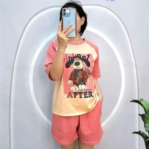 Đồ bộ quần đùi áo tay ngắn in hình