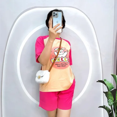 Đồ bộ quần đùi áo tay ngắn in hình