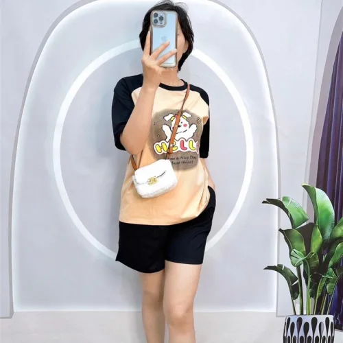 Đồ bộ quần đùi áo tay ngắn in hình
