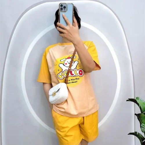 Đồ bộ quần đùi áo tay ngắn in hình