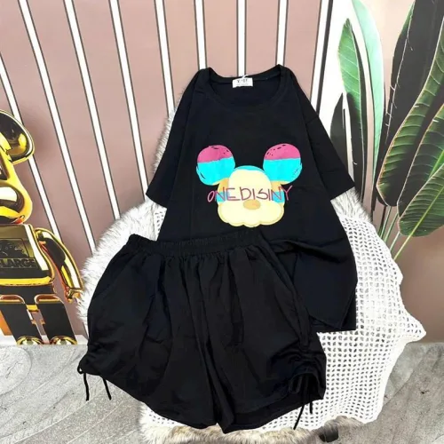 Đồ bộ quần đùi áo tay ngắn in hình
