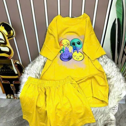 Đồ bộ quần đùi áo tay ngắn in hình