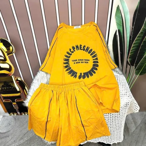 Đồ bộ quần đùi áo tay ngắn in hình