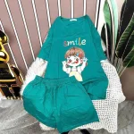Đồ bộ quần đùi áo tay ngắn in hình bé gái
