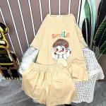 Đồ bộ quần đùi áo tay ngắn in hình bé gái