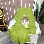 Đồ bộ quần đùi áo tay ngắn in hình bé gái