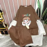 Đồ bộ quần đùi áo tay ngắn in hình bé gái