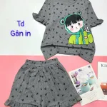 đồ bộ quần đùi áo tay ngắn in hình bé gái