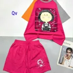 đồ bộ quần đùi áo tay ngắn in hình bé tóc ngang
