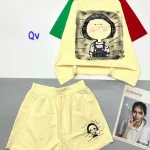 đồ bộ quần đùi áo tay ngắn in hình bé tóc ngang