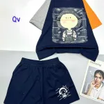 đồ bộ quần đùi áo tay ngắn in hình bé tóc ngang
