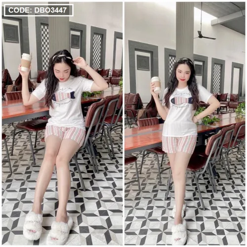Đồ bộ quần đùi áo tay ngắn in hình cá