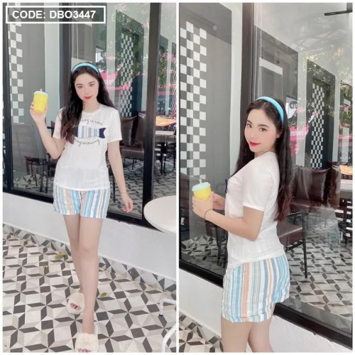 Đồ bộ quần đùi áo tay ngắn in hình cá