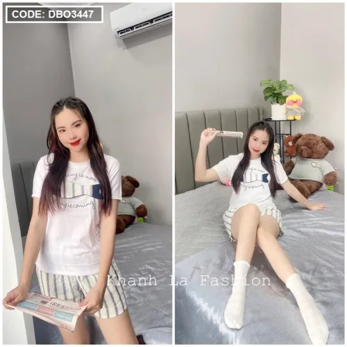 Đồ bộ quần đùi áo tay ngắn in hình cá