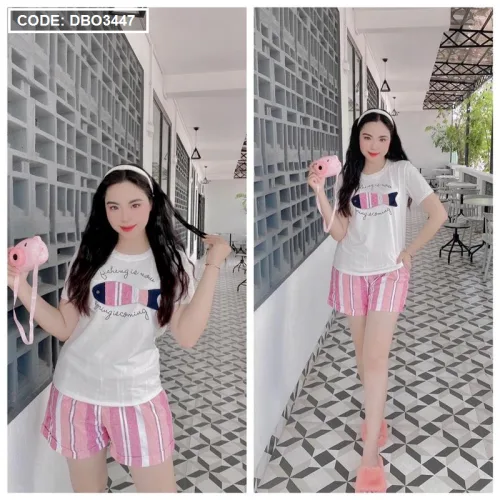 Đồ bộ quần đùi áo tay ngắn in hình cá