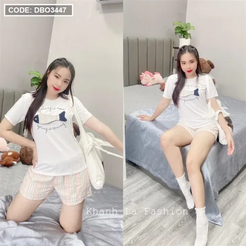Đồ bộ quần đùi áo tay ngắn in hình cá