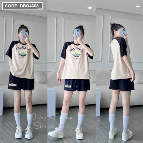 Đồ bộ quần đùi áo tay ngắn in hình chiếc thuyền