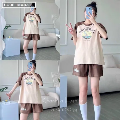 Đồ bộ quần đùi áo tay ngắn in hình chiếc thuyền