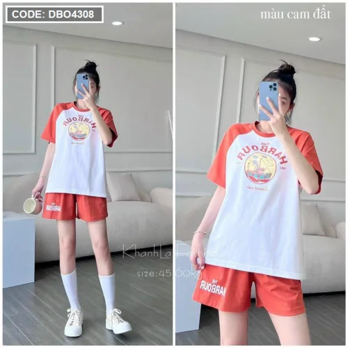 Đồ bộ quần đùi áo tay ngắn in hình chiếc thuyền