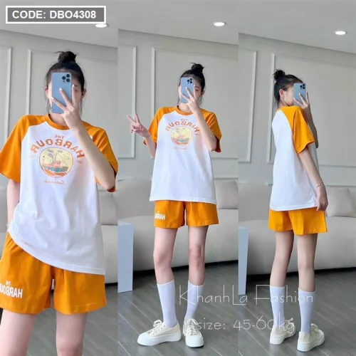 Đồ bộ quần đùi áo tay ngắn in hình chiếc thuyền